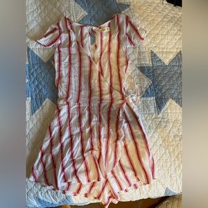 Red and white striped romper